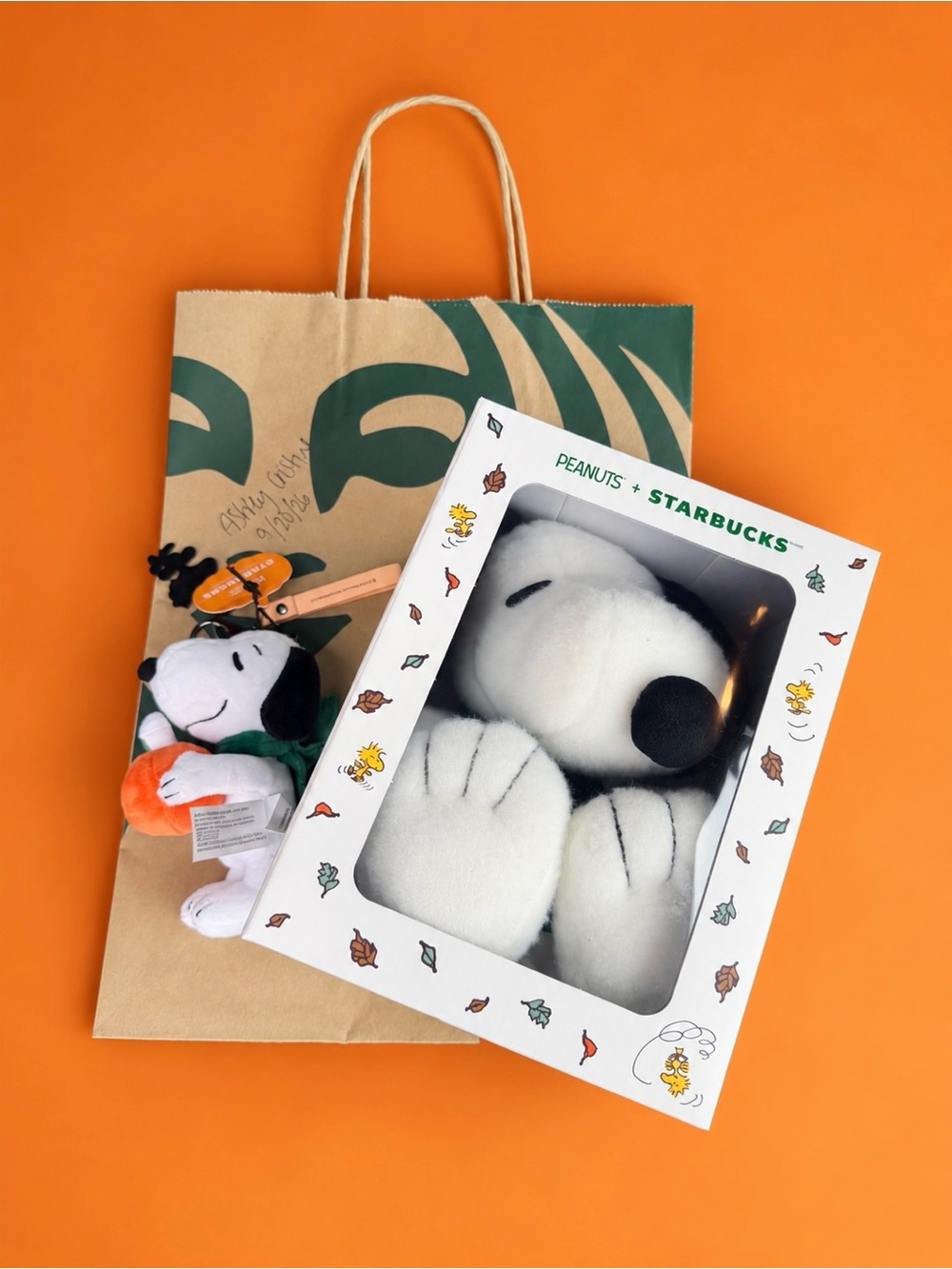 Starbucks x Peanuts Snoopy Plush and keychain 🎃🧡